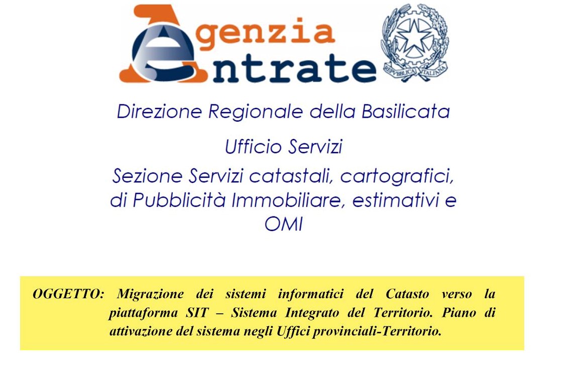 Comunicazione di servizio Agenzia delle ENTRATE